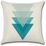 4 pieces of 45 x 45 cm pillowcases, square decorative pillow cover for sofa cushion with printed blue triangle design.