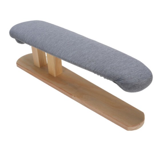 Desktop ironing board with a soft pad, small size, wooden base, portable, suitable for tailors and home use, for ironing chests and sleeves.