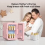 (4L Pink) LED Mirror Mini Fridge Portable Ice Box 4/8/10L UK