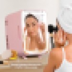 (4L Pink) LED Mirror Mini Fridge Portable Ice Box 4/8/10L UK