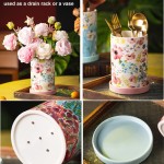 Kitchen Utensil Storage Rack, Ceramic Material, with Drip Tray and Drainage Hole, Size: 4x4x7 Inches