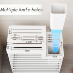 Metal Wire Utensil Holder, Black Kitchen Knife Holder with Drainage Tray for Countertop Organizer