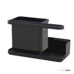 simplywire Sink Storage Rack/Organizer, Kitchen Sink Organizer with Removable Draining Tray, Non-Slip Design - Black