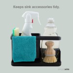simplywire Sink Storage Rack/Organizer, Kitchen Sink Organizer with Removable Draining Tray, Non-Slip Design - Black