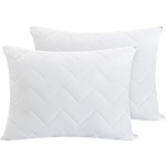 Waterproof Pillow Protectors, Quilted, with Zipper, 100% Cotton, with Microfiber Filling, for King Size Bed (20x30), Set of 2.