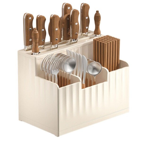 Wall-Mounted Kitchen Utensil Organizer in Milky White