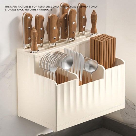 Wall-Mounted Kitchen Utensil Organizer in Milky White