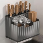 Wall-Mounted Kitchen Utensil Organizer in Milky White