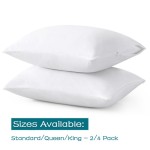 LOSAFEFE Zipper Pillowcases, 100% Cotton, Set of 2, Super Soft and Breathable, King Size, White