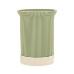 Kitchen Countertop Utensil Organizer - Durable Plastic Material, Ideal for Countertops, Vertical Stripe Design, Green