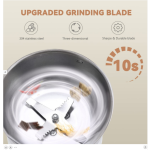 220V電動コーヒーグラインダー | 100-200W多機能ミル（豆、ナッツ、スパイス、穀物用） | 300ml マットステンレススチール