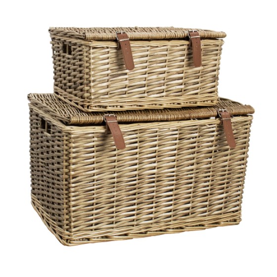 S/2 Wicker Woven Storage Basket (Large and Small Sizes)