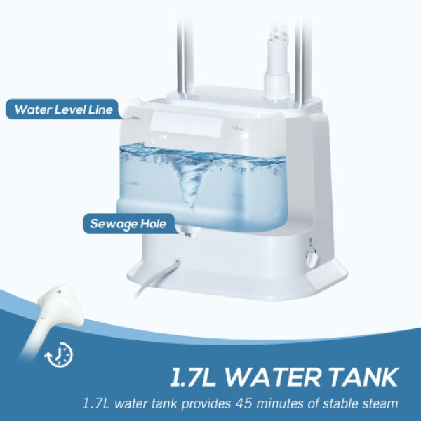 HOMCOM アップライト式衣類スチーマー 6段階スチーム設定 1.7L水タンク付き