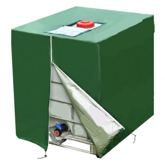 IBC Tank Cover, 1000 Litres, IBC Water Tank Cover, Outdoor Garden Furniture, Protection Agat Wind, Rain, Sun, Snow (Zip Green)