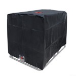 IBC Tank cover, 1000L, waterproof 210D Oxford, UVresistant, with flaps (black)