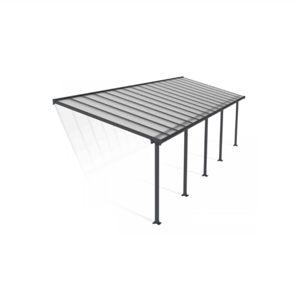 Patio Cover Olympia 3 x 9.71 Clear - Polycarbonate - L980 x W300 x H305 cm - Grey