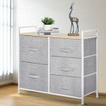 HOMCOM 5-Drawer Linen Storage Basket Locker with Shelves and Handles, for Home Organization