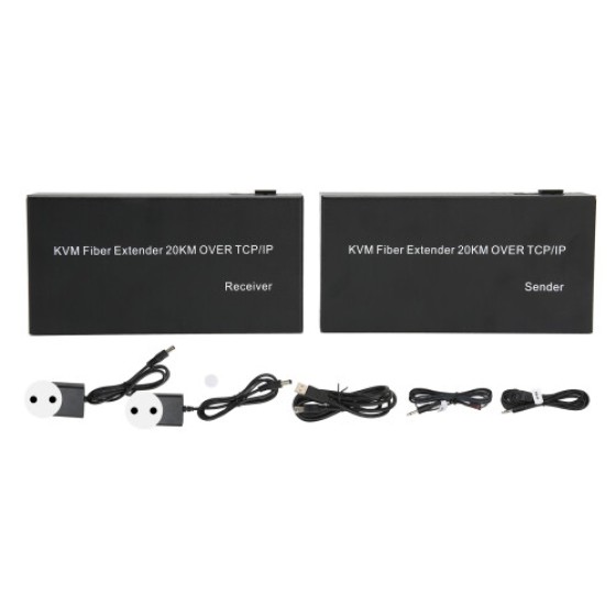 HD KVM Extender, 20 km Single-Mode Fiber, 1920x1080P 60Hz, EU Plug
