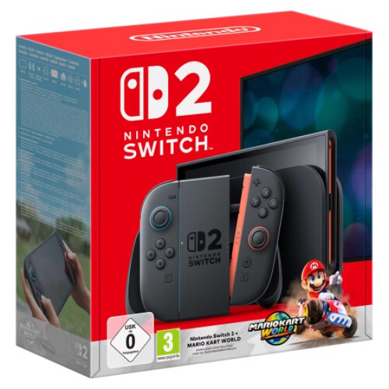 Nintendo Switch 2 Grey Bundle: Mario Kart World Pack (International Version / UK Plug)