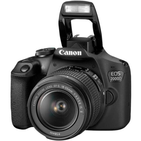 Canon EOS 2000D digital SLR camera, paired with EF-S 18-55mm F3.5-5.6 III lens kit.