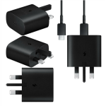 Official Samsung UK 3 Pin 2 Amp 25W Fast Mains Charger USB-C Data Cable in Black