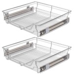 vidaXL 2 Pull-Out Wire Baskets Silver 600mm Kitchen Storage Rack