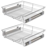 vidaXL 2 Pull-Out Wire Baskets Silver 600mm Kitchen Storage Rack