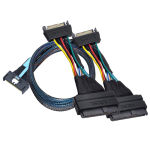 SAS MCIO 8i 74P to 2XSFF 8639 + 15P Adapter Cable 0.5 Meter
