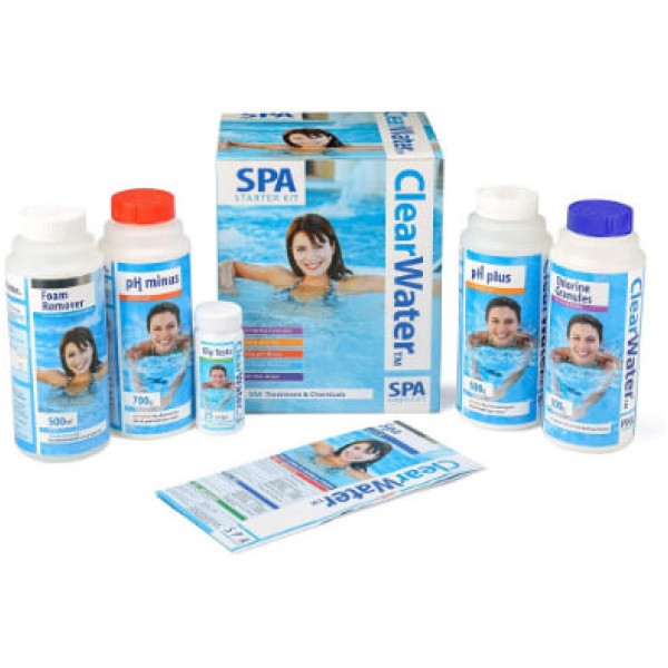 Clearwater starter kit for hot tub and pool chemicals