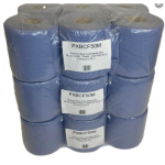 18 rolls of blue, center-pull, double-layered embossed paper towels, kitchen paper towels
