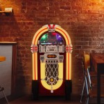 1950s Retro Jukebox, Stereo CD Player with FM Radio, AUX Input, USB Port, and Bluetooth Function