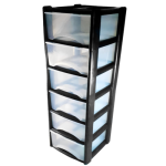 Tower-style storage cabinet with drawers, large plastic cabinet with 6 drawers