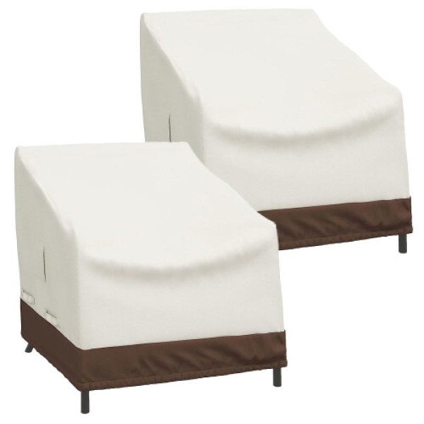 Garden chair cover with drawstring, waterproof Oxford fabric, beige (91.5x85x80cm)