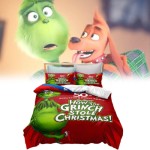 (Double (200x200cm)) The Grinch Printed Bedspread Set, Eco-Friendly, Modern Style for Bedroom or Living Room
