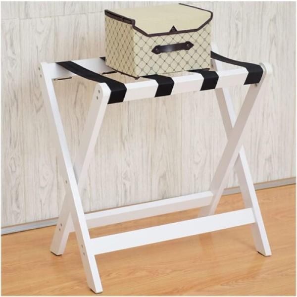 Guest room luggage rack, folding suitcase holder, white storage shelf (60x40x60 cm), bedside clothes rack