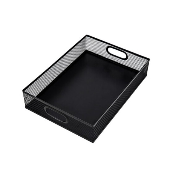 Metal Storage Box - Creative Desktop Tray Organizer, suitable for storing documents and miscellaneous items, made of durable metal, dimensions: 12x8x4 inches.