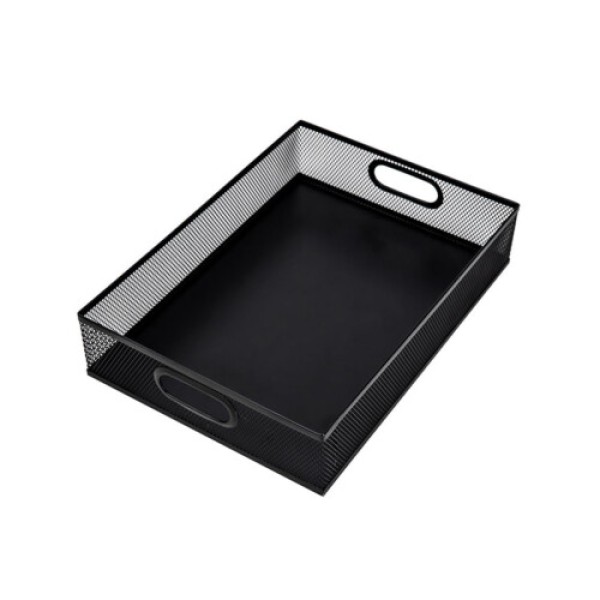 Metal Storage Box - Creative Desktop Tray Organizer, suitable for storing documents and miscellaneous items, made of durable metal, dimensions: 12x8x4 inches.