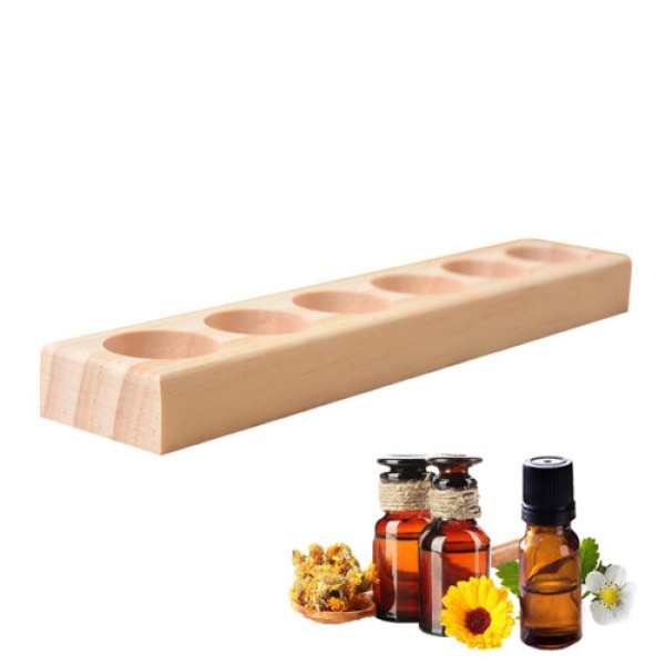 Essential oil display rack, wooden six-hole aromatherapy holder, storage rack for essential oils, nail polish, perfume and lipstick.