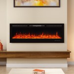 60インチ埋込型電気暖炉インサート、LED炎効果付き