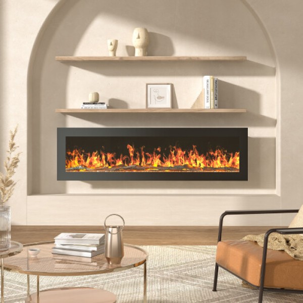 50-Inch 1800W Black Freestanding Modern Electric Fireplace with Remote Control