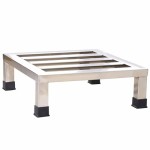 Heavy-duty stainless steel appliance riser bracket, 50x50x10cm, suitable for commercial use such as washing machines, refrigerators, and pallet racks. Silver.