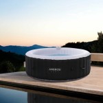 AREBOS Whirlpool Indoor/Outdoor Round Heated Bathtub, 208 cm Diameter, with LED Display