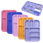 Dental instrument divider tray set (5 pieces), autoclaved plastic trays, Type B, suitable for medical, tattoo and beauty salons.
