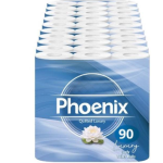 Phoenix brand soft, unscented deluxe 90-roll pack white quilted three-ply toilet paper