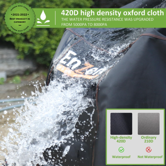 Enzeno ガーデン家具カバー 防水 420D オックスフォード生地 L字型屋外ソファカバー ラタンコーナーソファカバー 防水テープ付き 222x286x87CM R