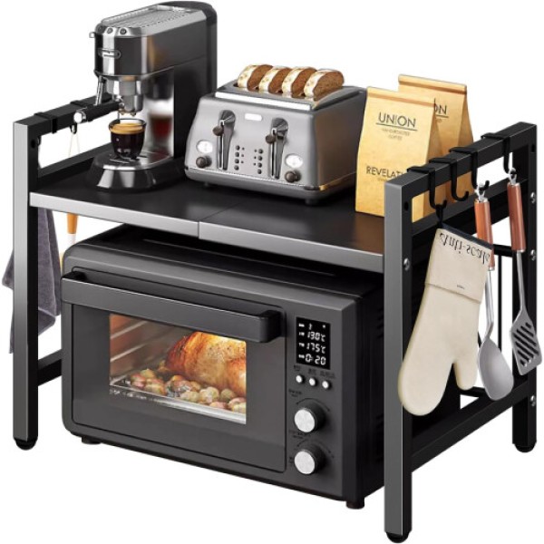 二層式電子レンジ上部収納ラックおよび食器ホルダー