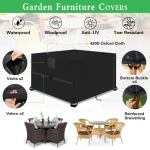 屋外ガーデン家具カバー 125x125x74cm 防水 エアベント付き 420D ヘビーデューティーオックスフォード生地 屋外パティオ家具カバー 長方形