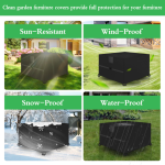 屋外ガーデン家具カバー 125x125x74cm 防水 エアベント付き 420D ヘビーデューティーオックスフォード生地 屋外パティオ家具カバー 長方形