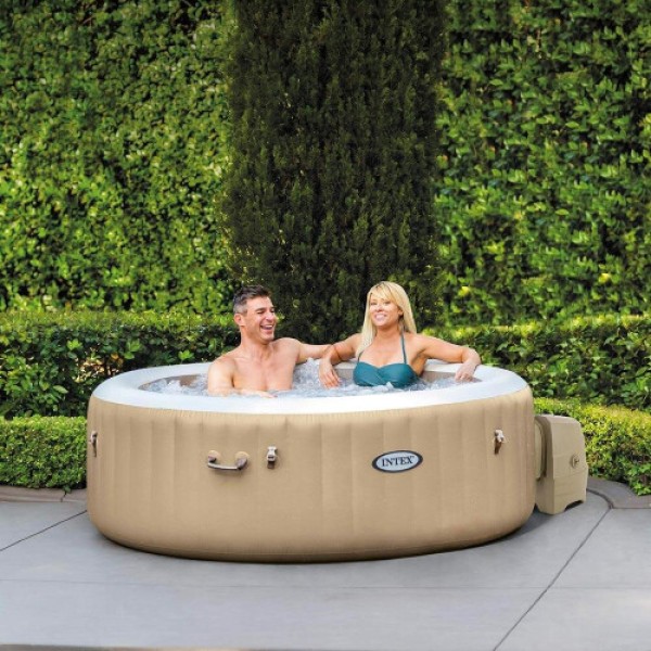 Intex PureSpa 4-Person Bubble Massage Hot Tub - 77x28 inches, 120 Jets, Fiber-Tech Construction, Hard Water System