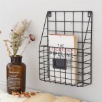 (Black) Magazine Rack, Letter and Newspaper Basket, Wall-Mounted Storage Rack